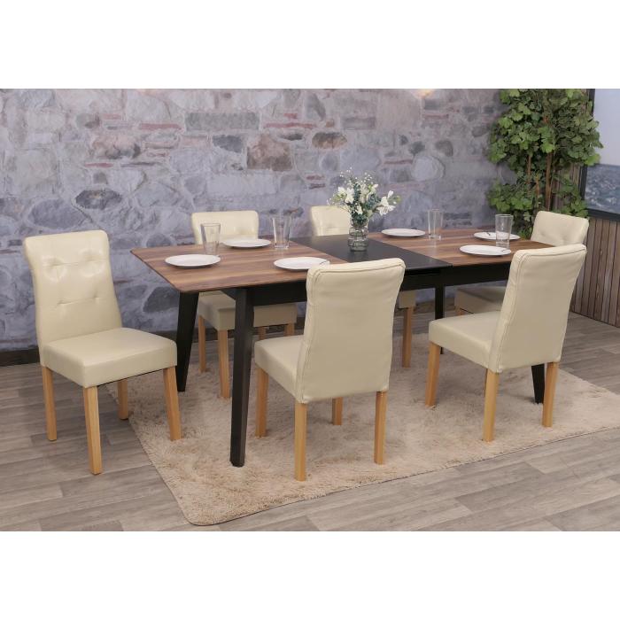 2er-Set Esszimmerstuhl HWC-E58, Stuhl Esssthle ~ Kunstleder creme, helle Beine