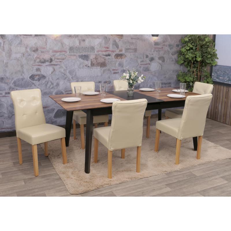 6er-Set Esszimmerstuhl HWC-E58, Stuhl Esssthle ~ Kunstleder creme, helle Beine