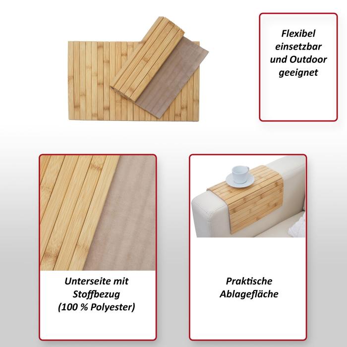 2-teiliges Tischset HWC-E72, Platzdeckchen Tischmatte Platzset, Bambus abwaschbar flexibel 45x30cm