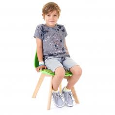 2x Kinderstuhl HWC-E81, Kinderhocker Stuhl Kindermöbel Kinderzimmer, 55x38x39cm ~ Kunstleder, grün