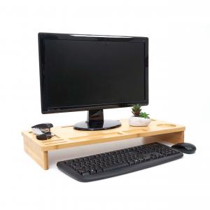Monitorerhhung HWC-E85, Monitorstnder Tischorganizer Bildschirmerhhung, Bambus 9x65x31cm