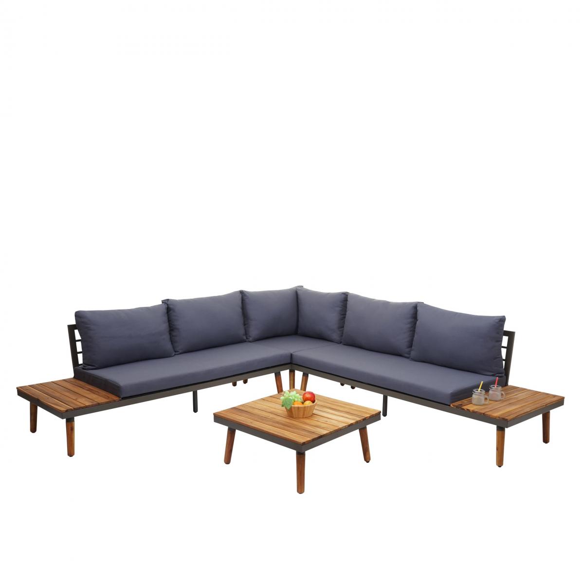 Garten-Garnitur HWC-E97, Garnitur Sitzgruppe Lounge-Set Sofa, Akazie Holz MVG-zertifiziert, grau
