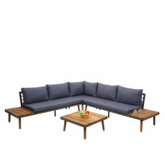 Garten-Garnitur HWC-E97, Garnitur Sitzgruppe Lounge-Set Sofa, Akazie Holz FSC-zertifiziert, grau