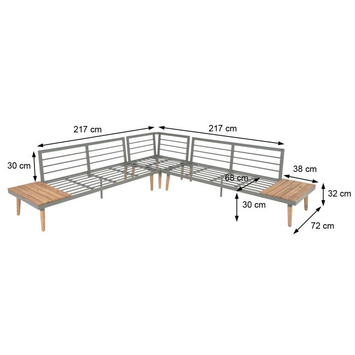 Garten-Garnitur HWC-E97, Garnitur Sitzgruppe Lounge-Set Sofa, Akazie Holz MVG-zertifiziert, grau