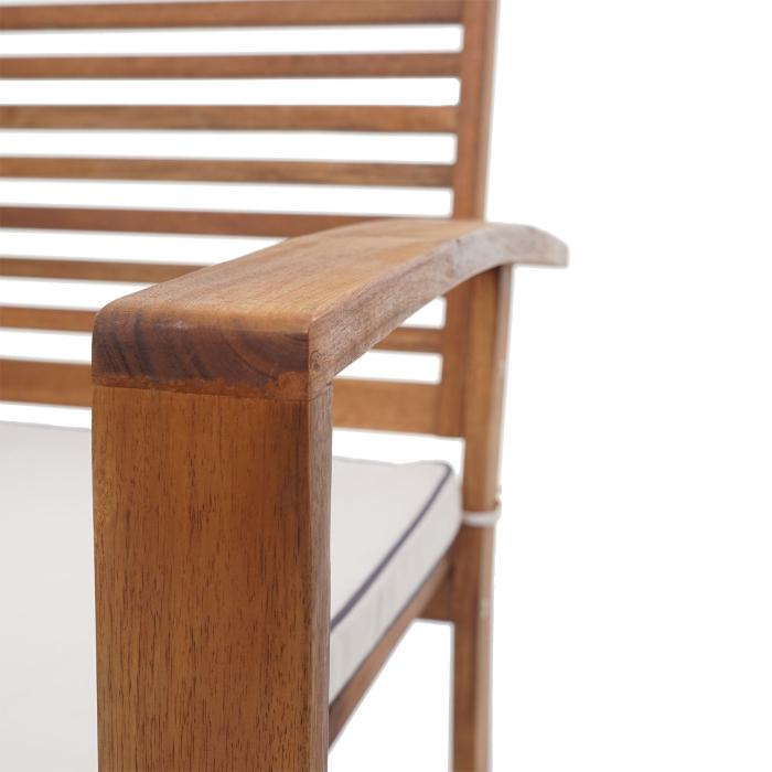 Gartenbank HWC-E99, Bank Sitzbank 2-Sitzer, Akazie Holz massiv MVG-zertifiziert 112cm, braun Polster creme