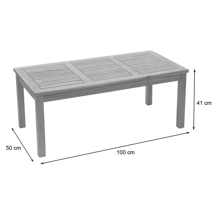 Lounge-Tisch HWC-E99, Gartentisch Tisch Beistelltisch Balkontisch, Akazie Holz massiv MVG-zertifiziert 100x50 cm, braun