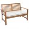 Gartenbank HWC-E99, Bank Sitzbank 2-Sitzer, Akazie Holz massiv MVG-zertifiziert 112cm, braun Polster creme