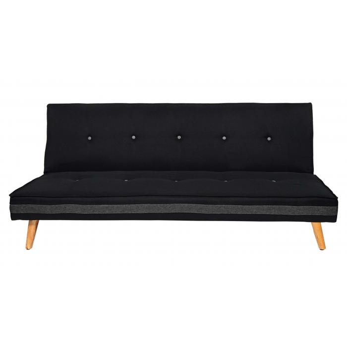 3er-Sofa Herstal, Couch Schlafsofa Gästebett Bettsofa 177cm ~ Textil, schwarz