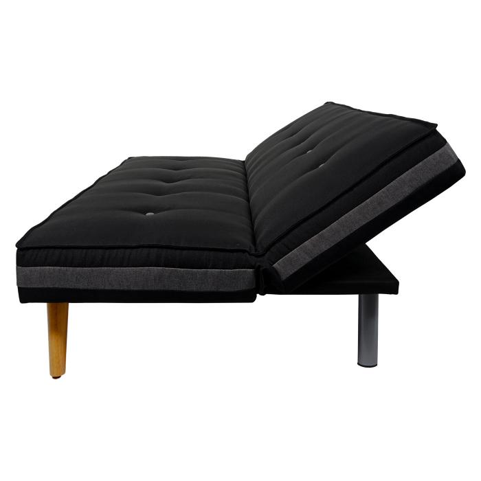 3er-Sofa Herstal, Couch Schlafsofa Gstebett Bettsofa 177cm ~ Textil, schwarz