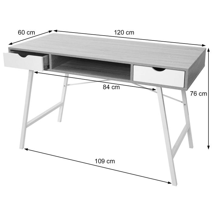 Schreibtisch HWC-E92, Brotisch Computertisch, 3D-Struktur 120x60cm ~ naturbraun wei