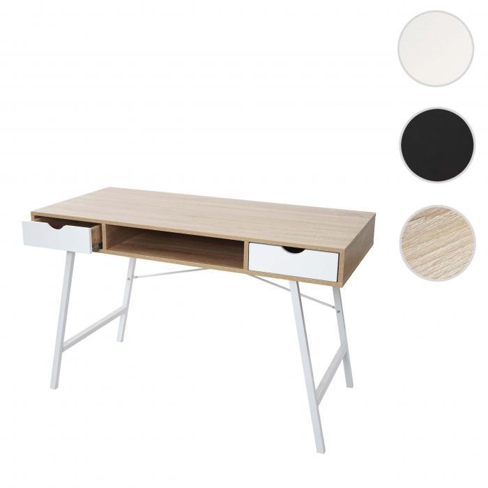 Schreibtisch HWC-E92, Brotisch Computertisch, 3D-Struktur 120x60cm ~ naturbraun wei