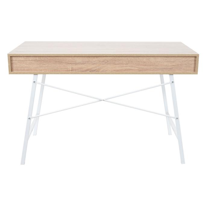 Schreibtisch HWC-E92, Brotisch Computertisch, 3D-Struktur 120x60cm ~ naturbraun wei