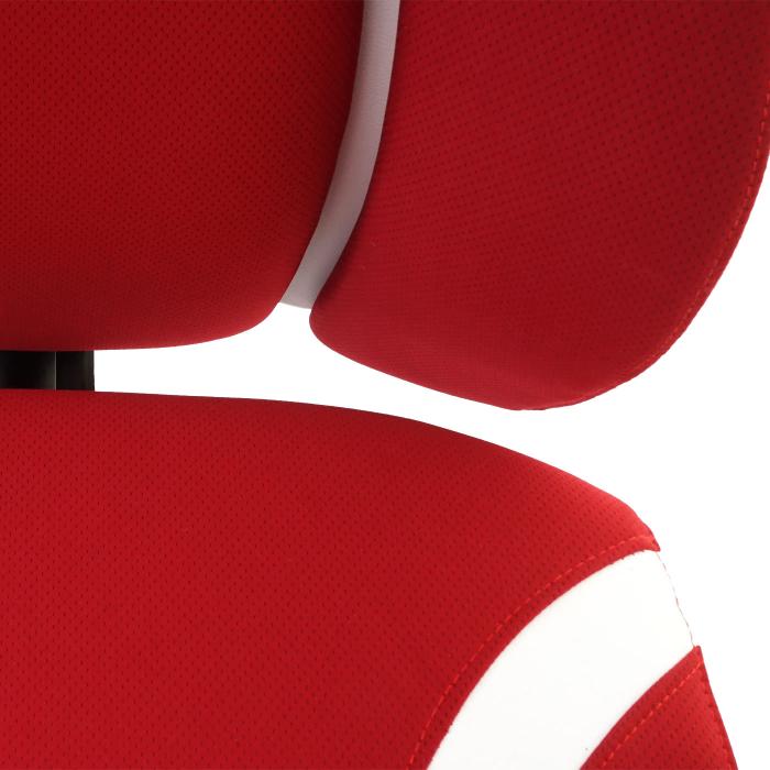 Brostuhl HWC-F12, Schreibtischstuhl Drehstuhl Chefsessel, Sliding-Funktion Stoff/Textil + Kunstleder ~ rot/wei