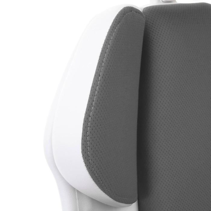 Brostuhl HWC-F12, Schreibtischstuhl Drehstuhl Racing-Chair, Sliding-Funktion Stoff/Textil + Kunstleder ~ grau/wei