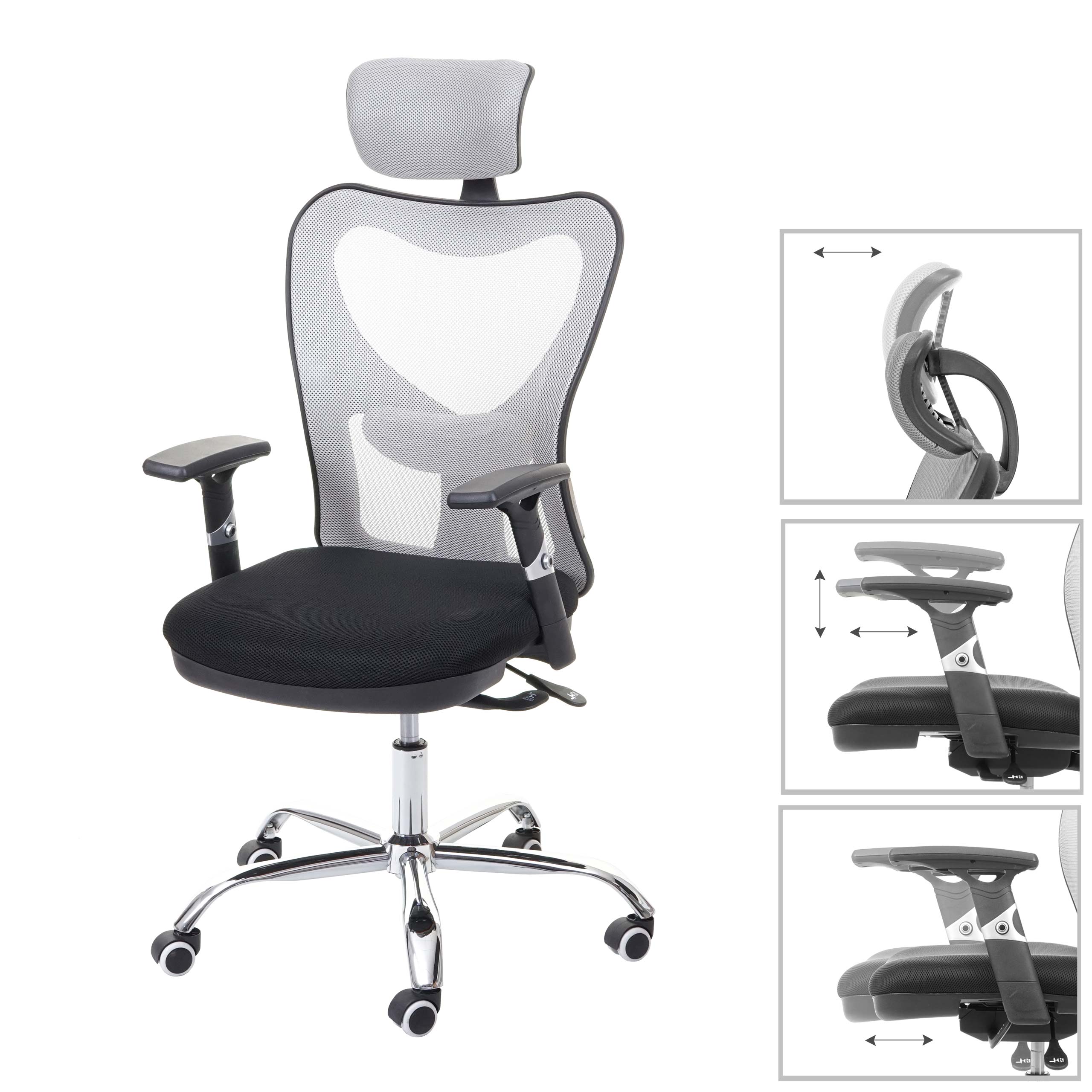 Bürostuhl HWC-F13, Schreibtischstuhl Drehstuhl, Sliding-Funktion 150kg  belastbar Stoff/Textil ~ schwarz/grau von Heute-Wohnen