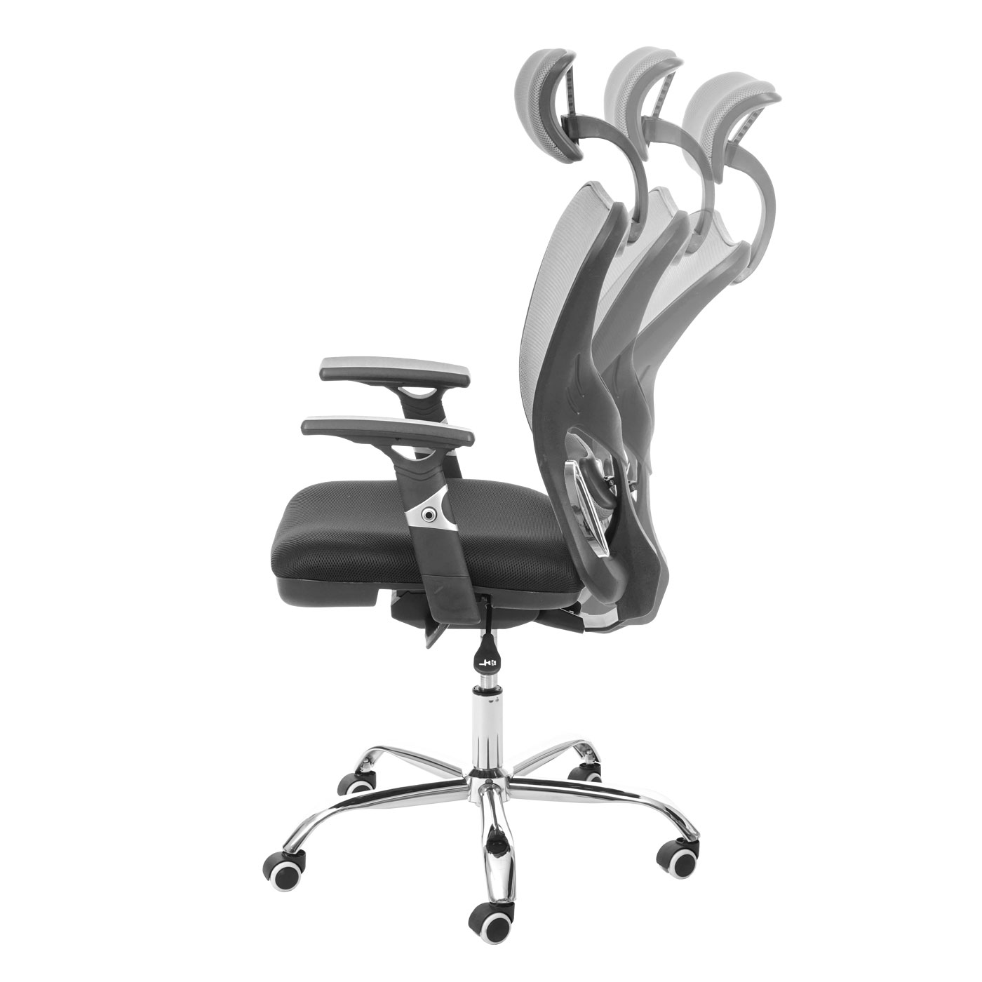 belastbar ~ schwarz/grau Bürostuhl Sliding-Funktion 150kg Drehstuhl, Schreibtischstuhl Heute-Wohnen Stoff/Textil HWC-F13, von