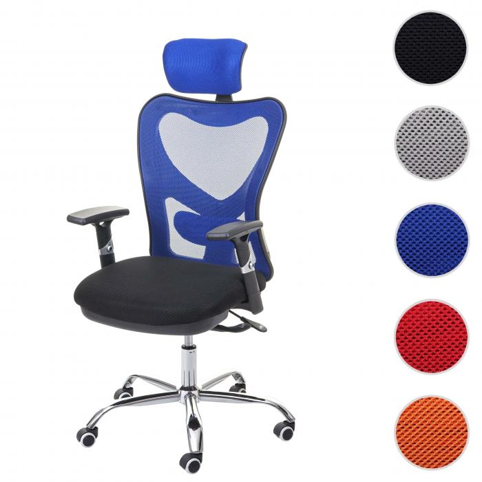Brostuhl HWC-F13, Schreibtischstuhl Drehstuhl, Sliding-Funktion 150kg belastbar Stoff/Textil ~ schwarz/blau
