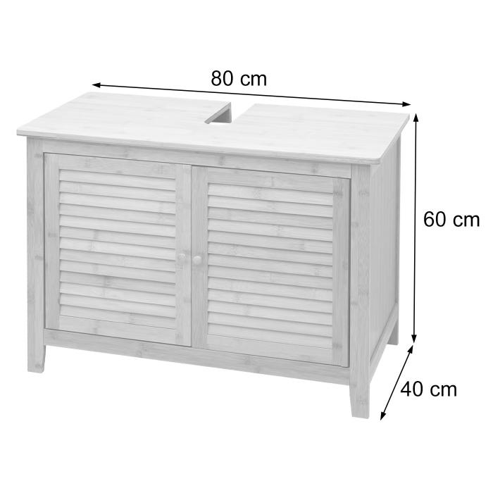 B-Ware (Gebrauchsspuren SK3) | Waschbeckenunterschrank HWC-B18, Badezimmer Badschrank, Bambus ~ 60x80x40cm