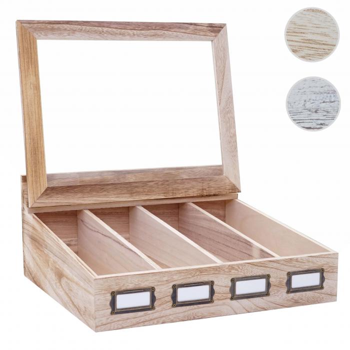 Besteckkiste HWC-C25, Holzbox mit Deckel Besteckkasten, Paulownia 17x37x33cm ~ naturbraun