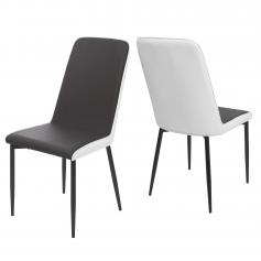 B-Ware (Risse, SK3) |6x Esszimmerstuhl HWC-F26, Stuhl Küchenstuhl, Kunstleder ~ Sitzfläche schwarz