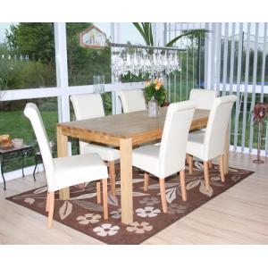 6er-Set Esszimmerstuhl Stuhl Kchenstuhl Novara II, Leder ~ creme, helle Beine