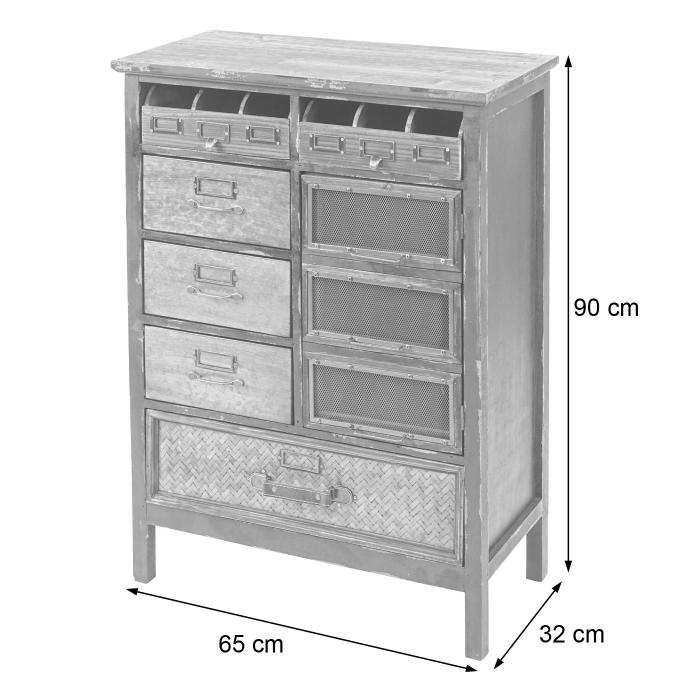 Apothekerkommode HWC-F34, Schubladenschrank, Tanne Holz massiv Vintage Shabby-Look 90x65x32cm