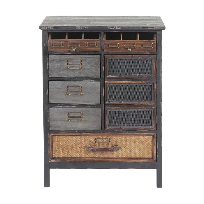 Apothekerkommode HWC-F34, Schubladenschrank, Tanne Holz massiv Vintage Shabby-Look 90x65x32cm