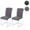 2er-Set Esszimmerstuhl HWC-F36, Freischwinger Kchenstuhl Konferenzstuhl ~ Stoff/Textil, grau