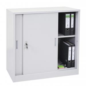 Aktenschrank Boston HWC-F41, Stahlschrank Broschrank, mit abschliebaren Schiebetren 90x90x45cm ~ grau