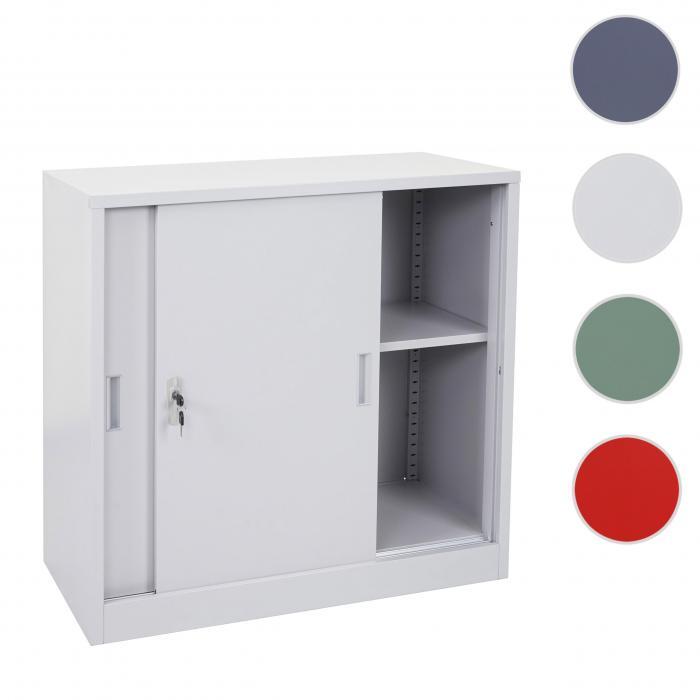 Aktenschrank Boston HWC-F41, Stahlschrank Broschrank, mit abschliebaren Schiebetren 90x90x45cm ~ grau