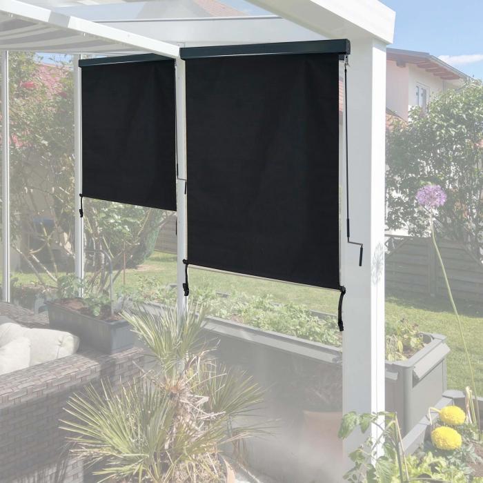 Vertikalmarkise HWC-F42, Senkrechtmarkise Sichtschutz Auenrollo Rollo, UV-Schutz 50 Stoff ~ 250x180cm, schwarz