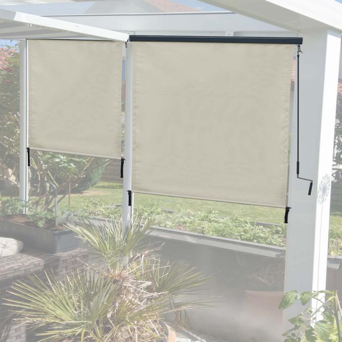 Vertikalmarkise HWC-F42, Senkrechtmarkise Sichtschutz Auenrollo Rollo, UV-Schutz 50 Stoff ~ 250x180cm, creme-beige