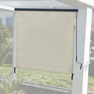 Vertikalmarkise HWC-F42, Senkrechtmarkise Sichtschutz Auenrollo Rollo, UV-Schutz 50 Stoff ~ 250x180cm, creme-beige