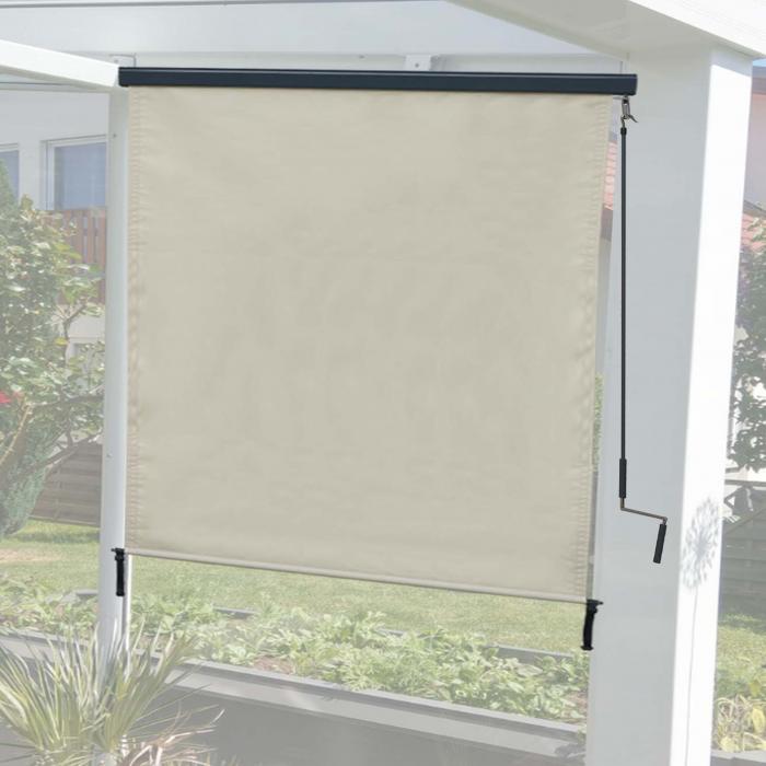 Vertikalmarkise HWC-F42, Senkrechtmarkise Sichtschutz Auenrollo Rollo, UV-Schutz 50 Stoff ~ 250x180cm, creme-beige