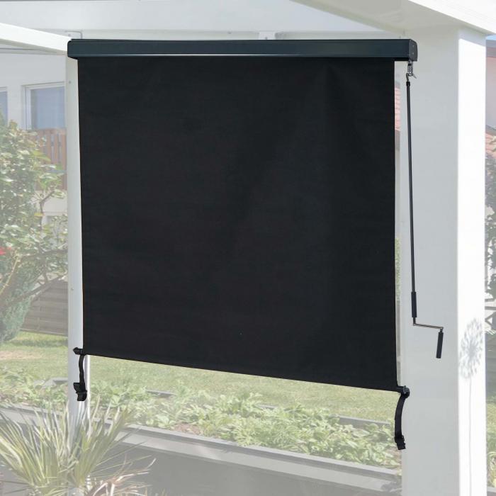 Vertikalmarkise HWC-F42, Senkrechtmarkise Sichtschutz Auenrollo Rollo, UV-Schutz 50 Stoff ~ 250x180cm, schwarz