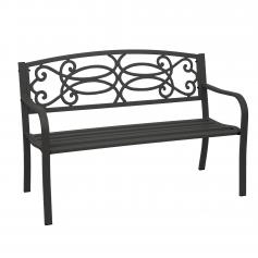 Gartenbank HWC-F44, Bank Parkbank Sitzbank, 2-Sitzer pulverbeschichteter Stahl ~ schwarz