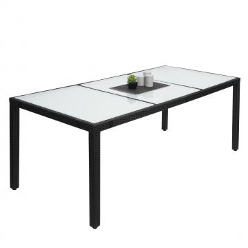 B-Ware (OHNE GLASPLATTE SK3) | Poly-Rattan Esstisch HWC-F49, Esszimmertisch Gartentisch Tisch, 190x90cm ~ anthrazit