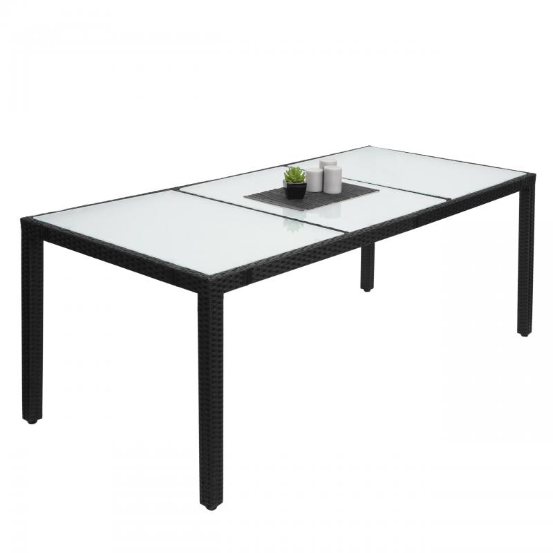 B-Ware (OHNE GLASPLATTE SK3) | Poly-Rattan Esstisch HWC-F49, Esszimmertisch Gartentisch Tisch, 190x90cm ~ anthrazit