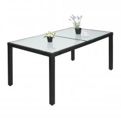 Poly-Rattan Esstisch HWC-F49, Esszimmertisch Gartentisch Tisch, 150x90cm ~ anthrazit