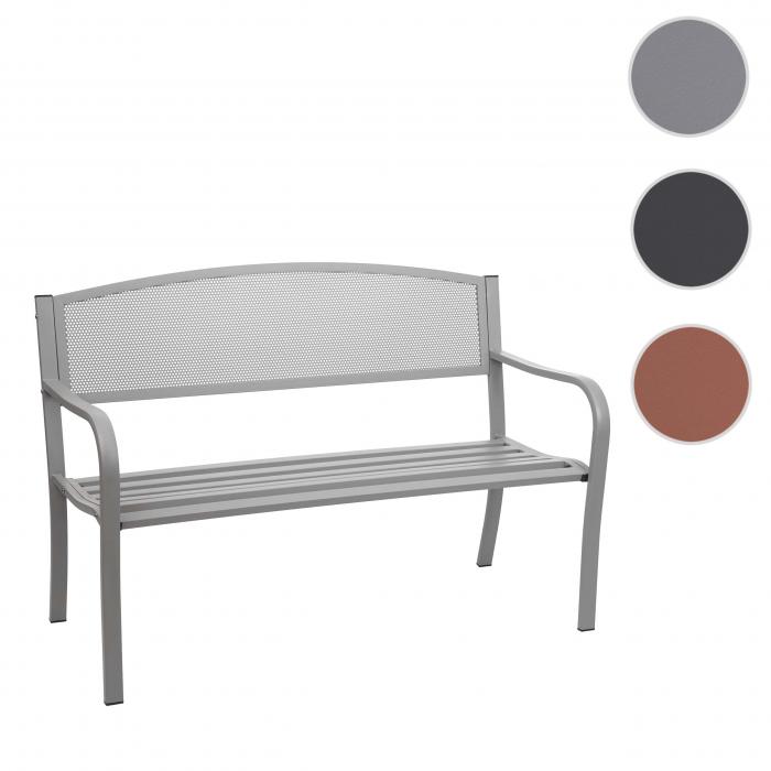 Gartenbank HWC-F52, Bank Parkbank Sitzbank, 2-Sitzer pulverbeschichteter Stahl ~ grau