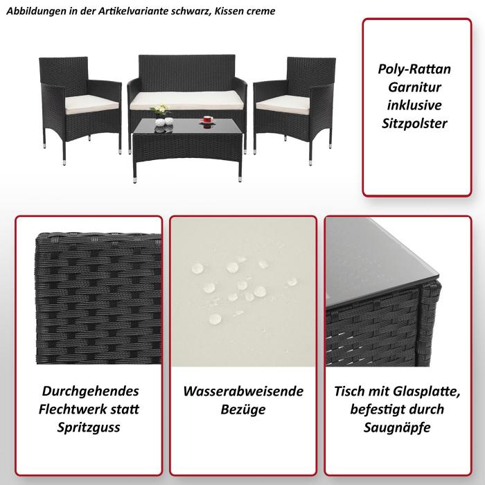 Poly-Rattan Garnitur HWC-F55, Balkon-/Garten-/Lounge-Set Sofa Sitzgruppe ~ braun, Kissen dunkelgrau