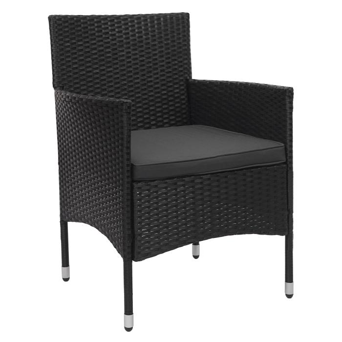Poly-Rattan Garnitur HWC-F55, Balkon-/Garten-/Lounge-Set Sofa Sitzgruppe ~ schwarz, Kissen dunkelgrau