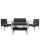 Poly-Rattan Garnitur HWC-F56, Balkon-/Garten-/Lounge-Set Sitzgruppe ~ schwarz, Kissen dunkelgrau Poly-Rattan Garnitur HWC-F56, Balkon-/Garten-/Lounge-Set Sitzgruppe ~ schwarz, Kissen dunkelgrau