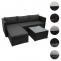 Poly-Rattan Garnitur HWC-F57, Balkon-/Garten-/Lounge-Set Sofa Sitzgruppe ~ schwarz, Kissen dunkelgrau ohne Deko-Kissen