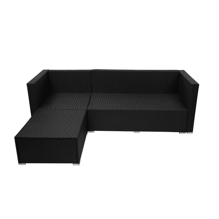 Deko-Kissen Garnitur ohne HWC-F57, Heute-Wohnen ~ dunkelgrau Poly-Rattan Sitzgruppe Sofa Kissen von schwarz, Balkon-/Garten-/Lounge-Set