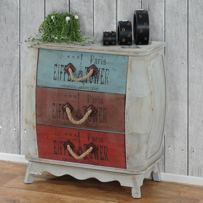 Kommode Leiria Schubladenkommode Schrank Shabby-Look, Vintage, 74x70x36cm