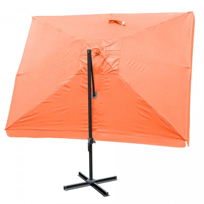 Gastronomie-Ampelschirm HWC-A96, Sonnenschirm, 3x4m (5m) Polyester/Alu 26kg ~ Flap, terracotta ohne Stnder, drehbar