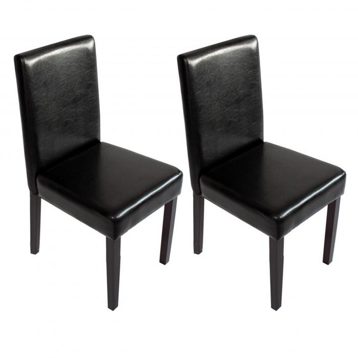 2x Esszimmerstuhl Stuhl Küchenstuhl Littau ~ Kunstleder, schwarz, dunkle Beine