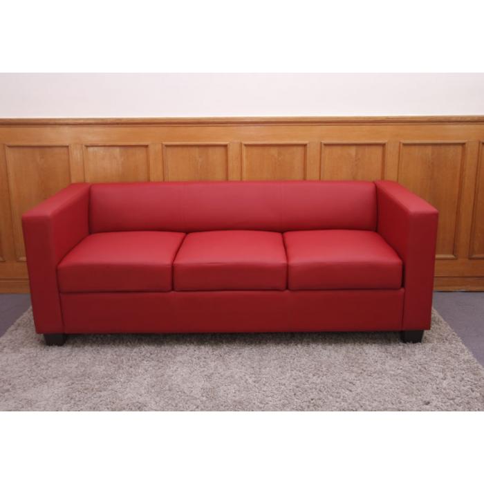 3er Sofa Couch Loungesofa Lille ~ Kunstleder, rot