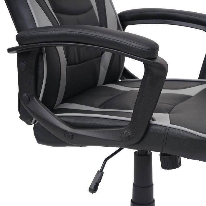 Brostuhl HWC-F59, Schreibtischstuhl Drehstuhl Racing-Chair Gaming-Chair, Kunstleder ~ schwarz/grau
